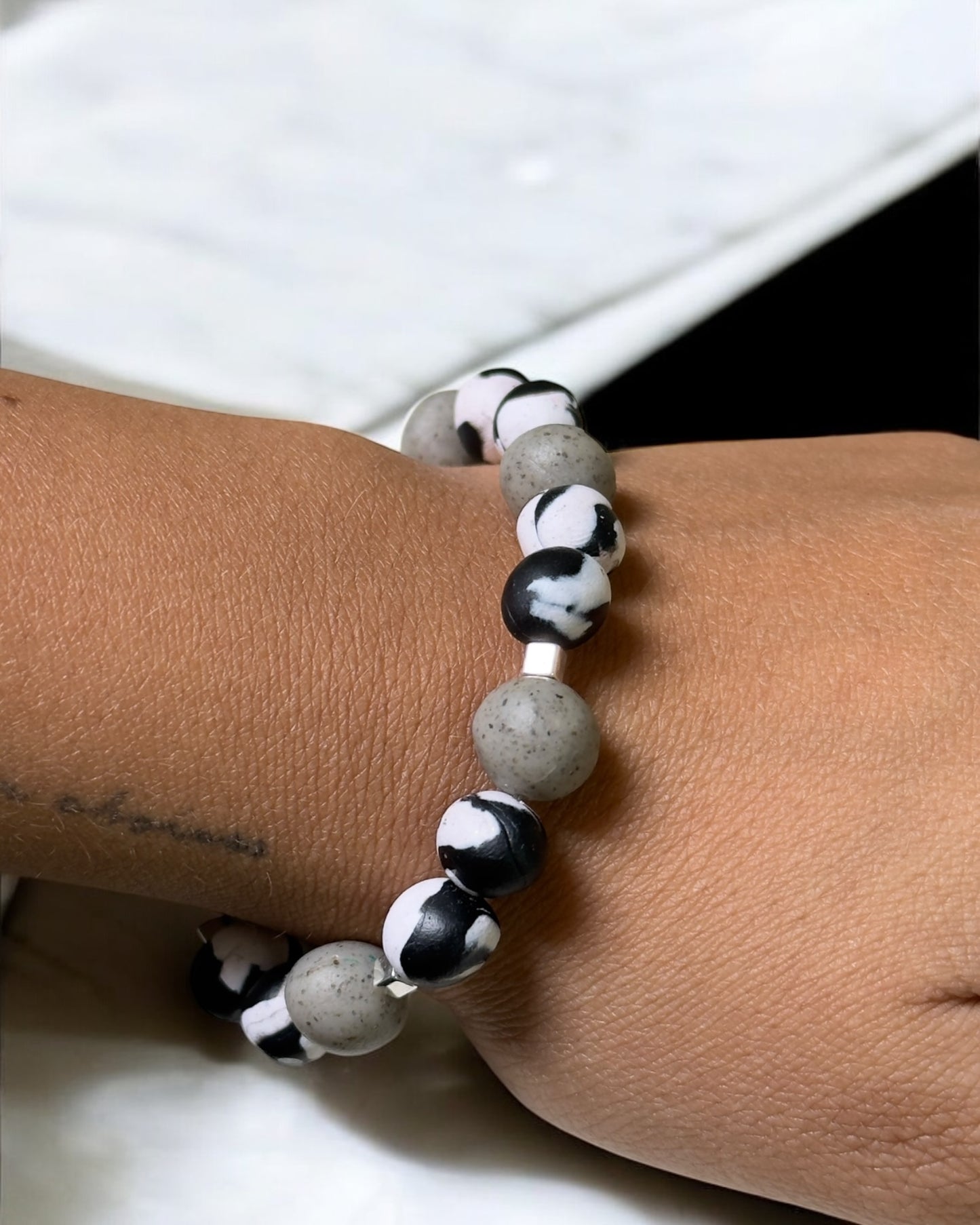 Pulsera | Black & White Silver
