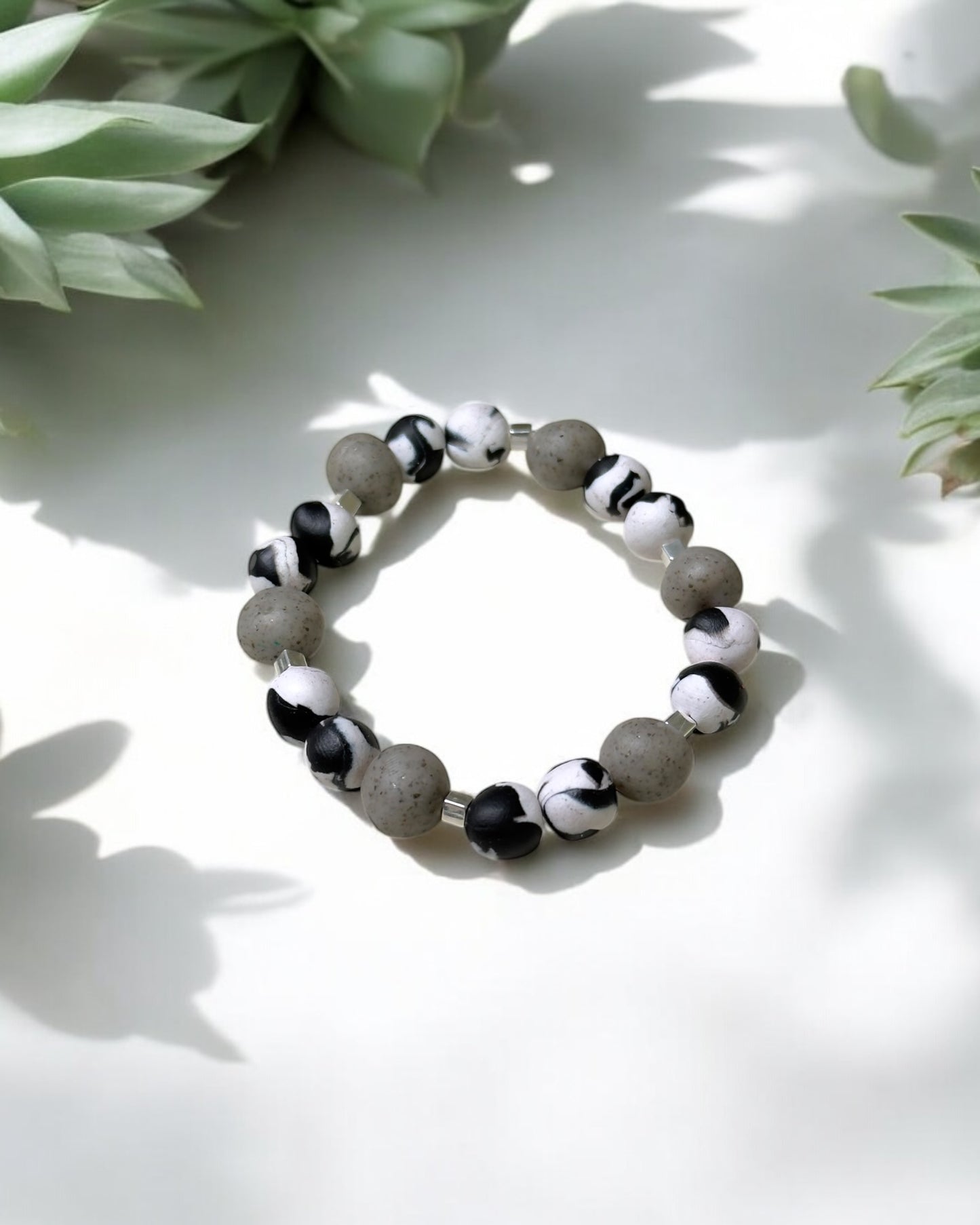 Pulsera | Black & White Silver
