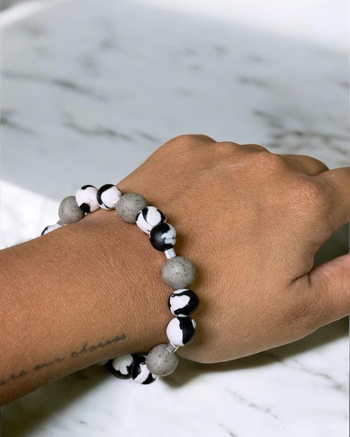 Pulsera | Black & White Silver