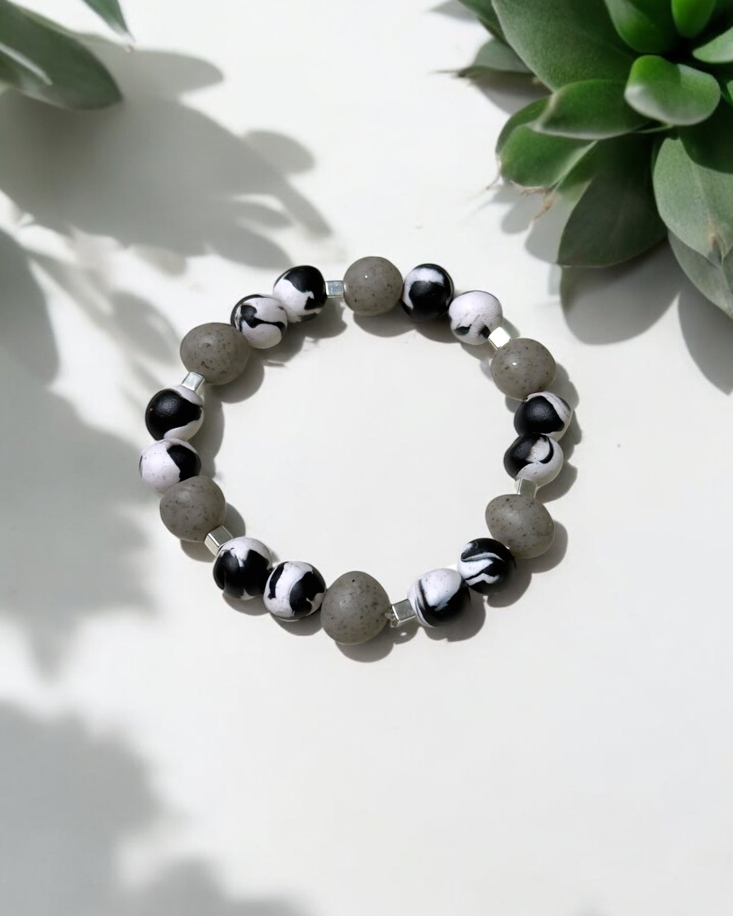 Pulsera | Black & White Silver