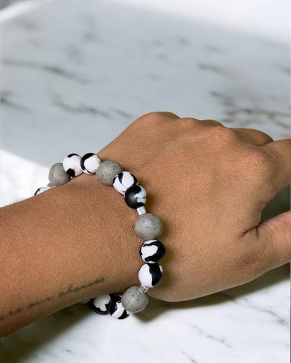 Pulsera | Black & White Silver