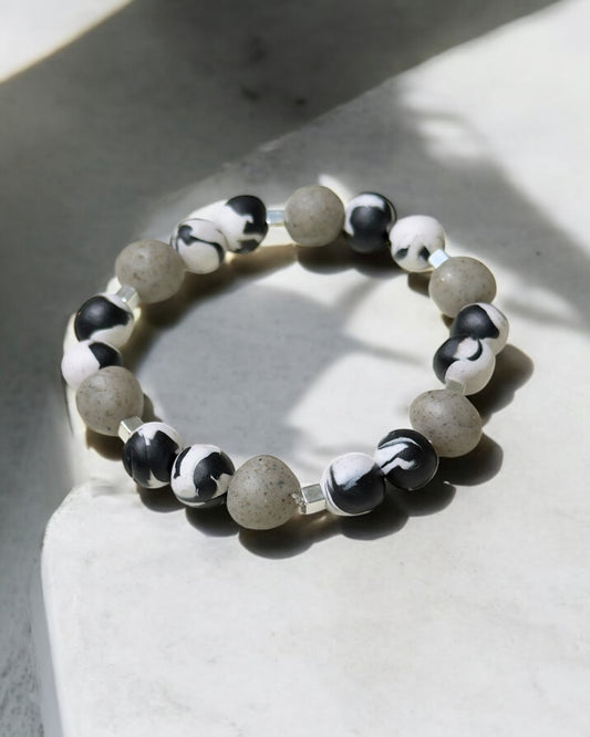 Pulsera | Black & White Silver