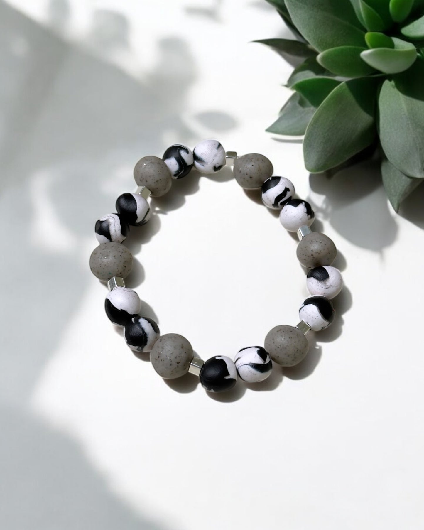 Pulsera | Black & White Silver