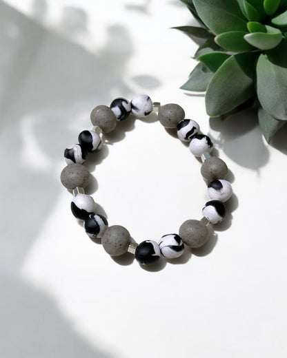 Pulsera | Black & White Silver