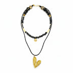 Collar | Heart Black Golden Yellow