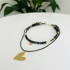 Collar | Heart Black Golden Yellow