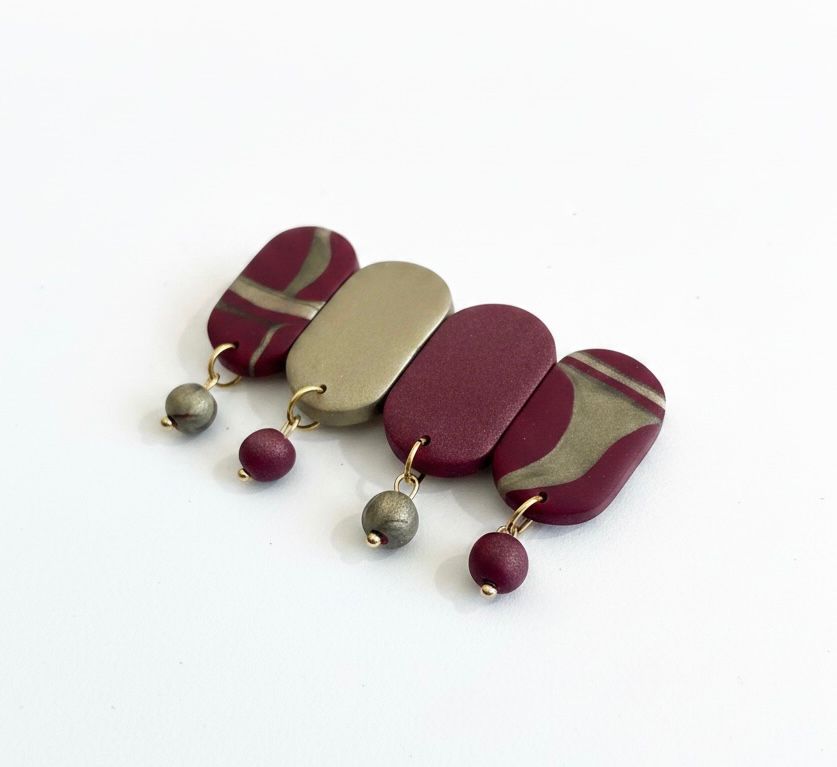 Hairclip | Gold & Wine