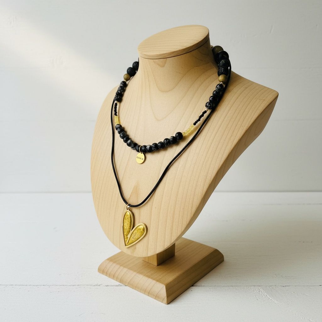 Collar | Heart Black Golden Yellow