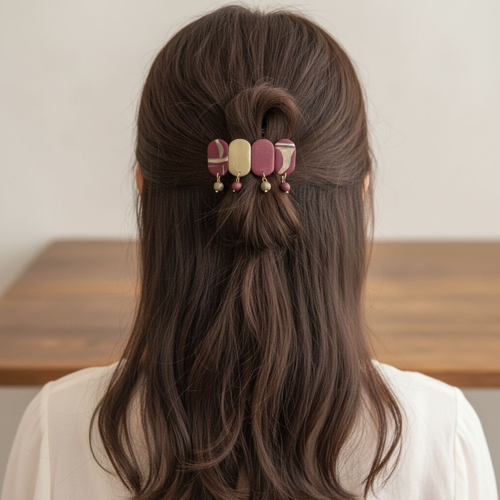 Hairclip | Gold & Wine